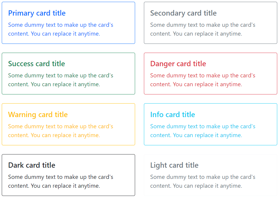 Bootstrap Card Styles Outline