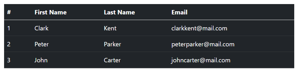 Bootstrap Dark Table